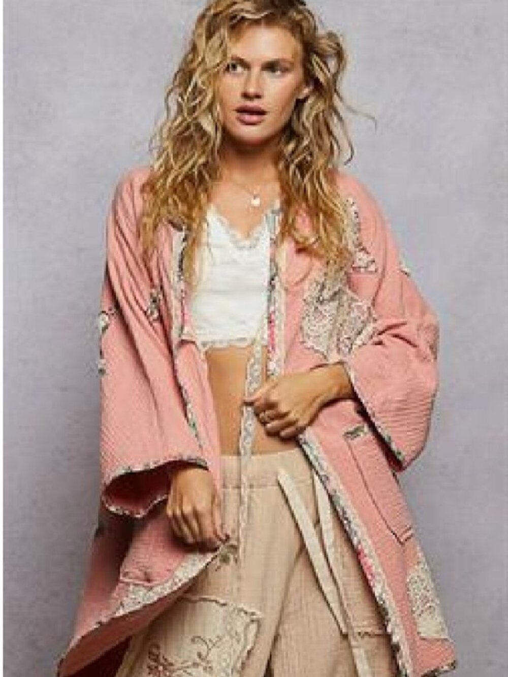 POL PINK FLAMINGO KIMONO